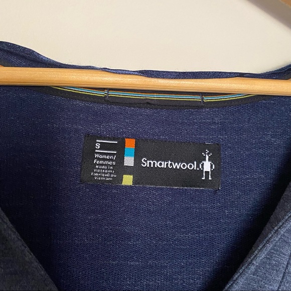 Smartwool Active Reset Hooded Pullover Short Sleeve Sweater Blue - S - Picture 8 of 10